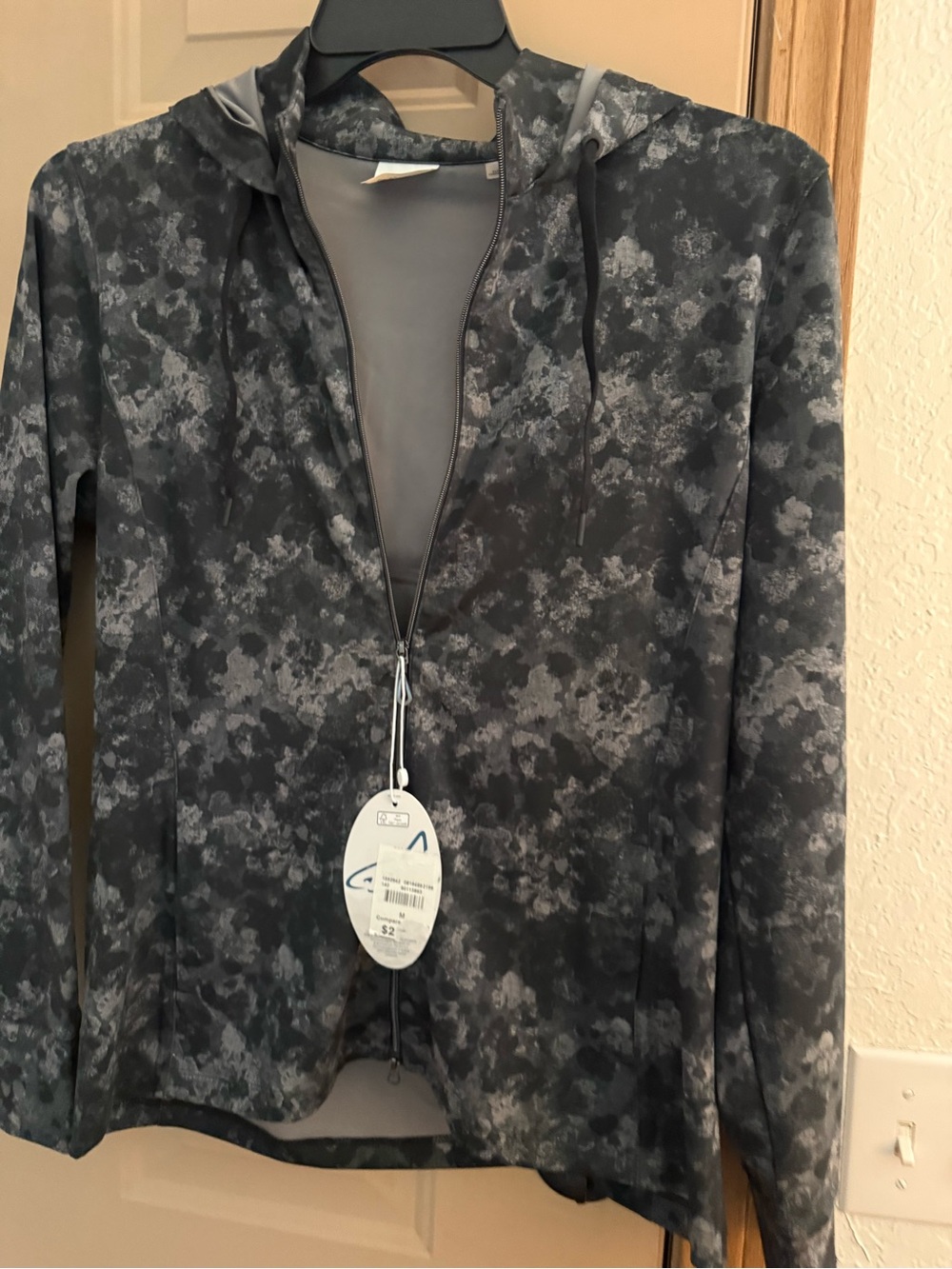 Greg Norman Collection Black & Gray Patterned Hooded Zip Jacket